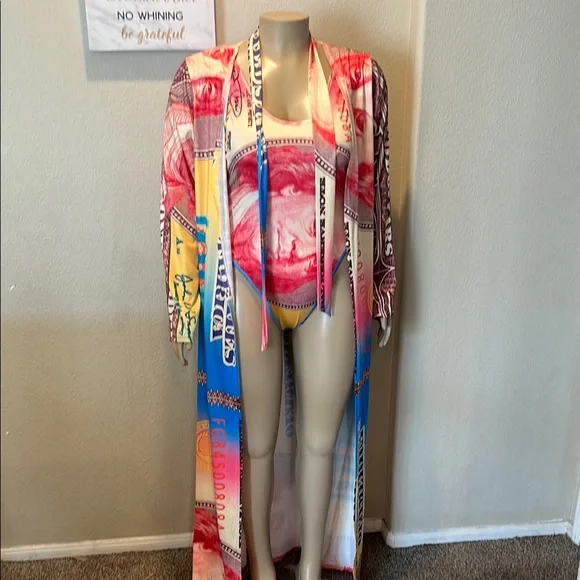 Vibrant Money Print Swimsuit - Picture 4 of 4